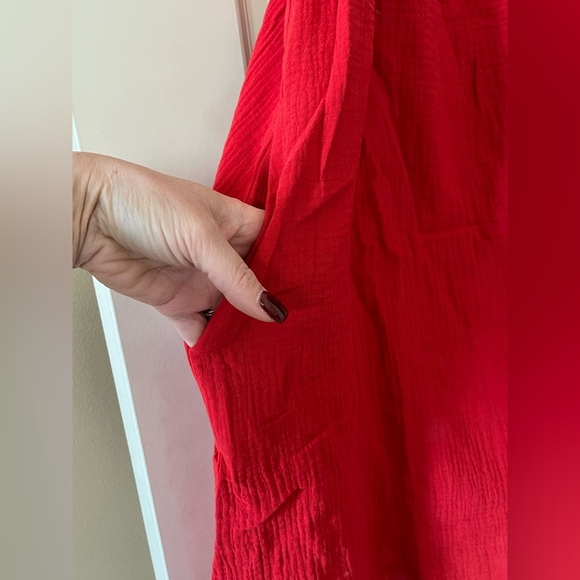 NWT LUSH Red Cotton Shoulder Tie Dress Women’s Size Medium - Picture 11 of 13
